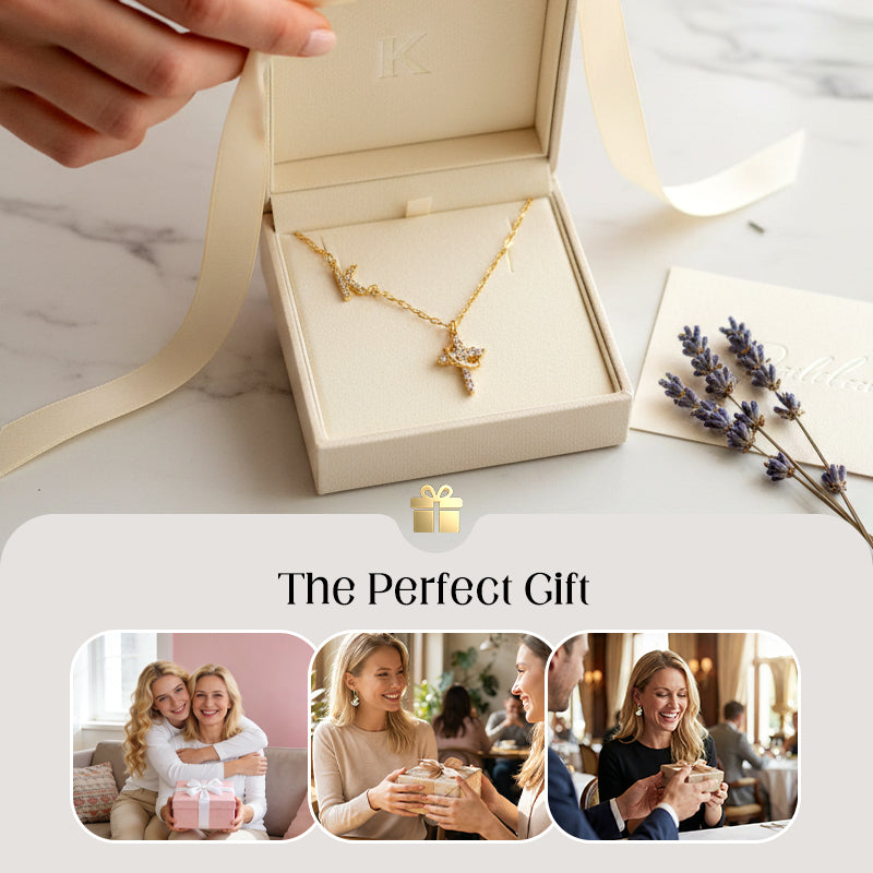 Dainty Petal Chain Necklace with Initial Charm