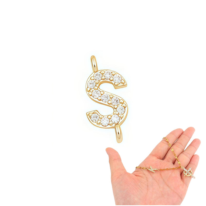Dainty Petal Chain Necklace with Initial Charm