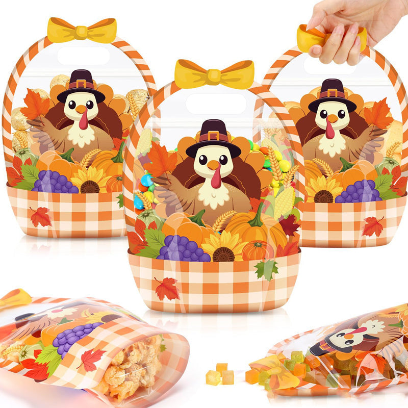 Easter Plastic Candy Gift Bags with Handle Bunny Chick Pattern