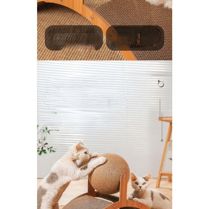 Natural Sisal Cat Scratching Ball with Cardboard Pad