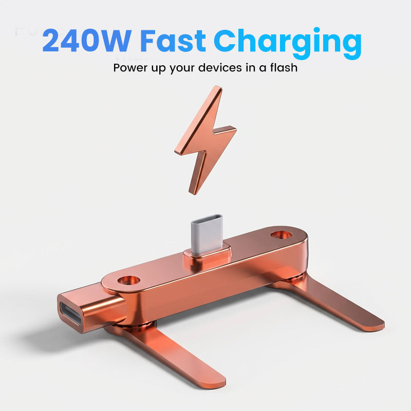 240W Fast Charging Adapter with 360° Foldable Phone Stand