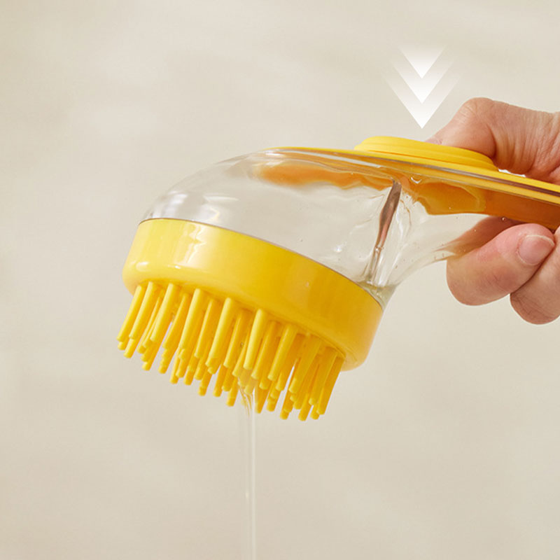 Pet Bath Brush with Long Handle & Shampoo Dispenser