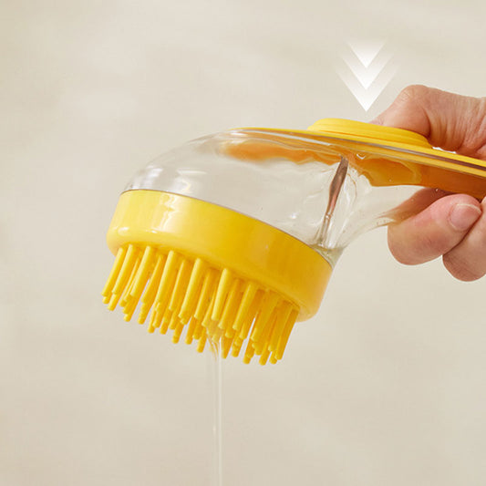 Pet Bath Brush with Long Handle & Shampoo Dispenser