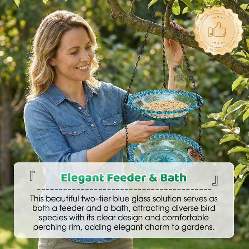 Vintage-Style Hanging Bird Feeder with Bath