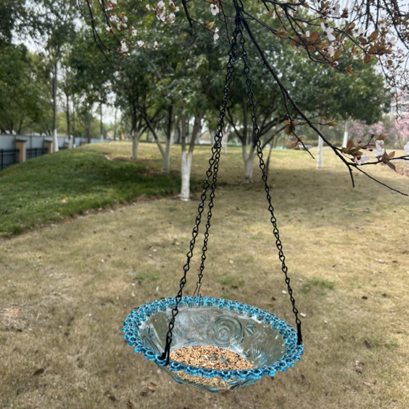 Vintage-Style Hanging Bird Feeder with Bath
