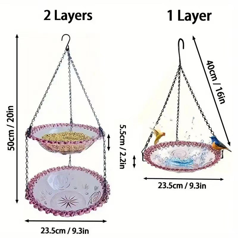 Vintage-Style Hanging Bird Feeder with Bath