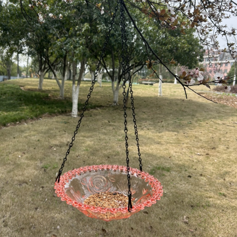 Vintage-Style Hanging Bird Feeder with Bath