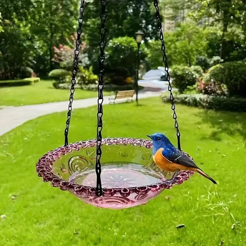 Vintage-Style Hanging Bird Feeder with Bath