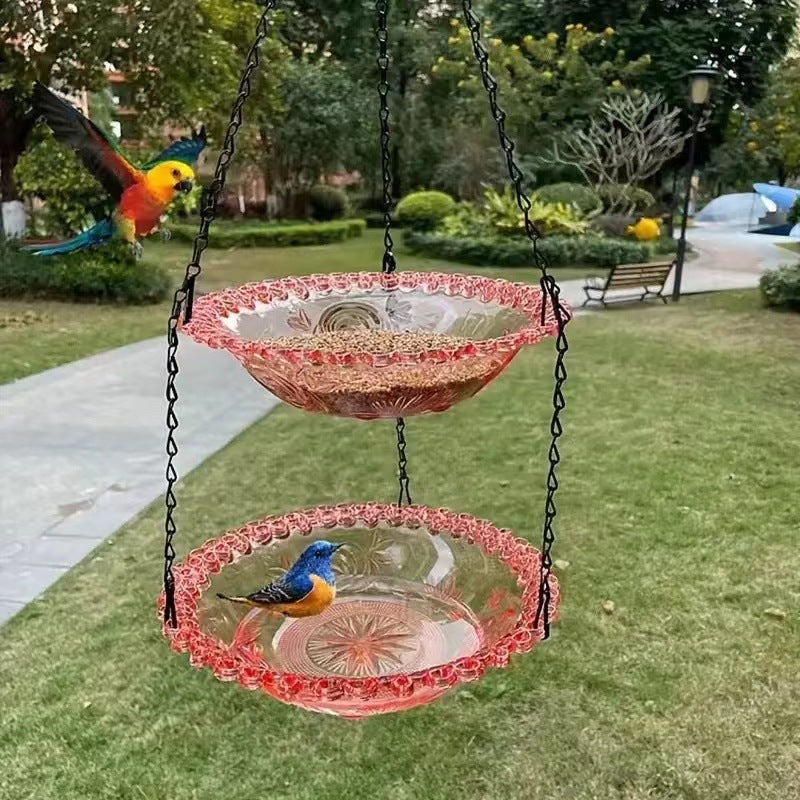 Vintage-Style Hanging Bird Feeder with Bath