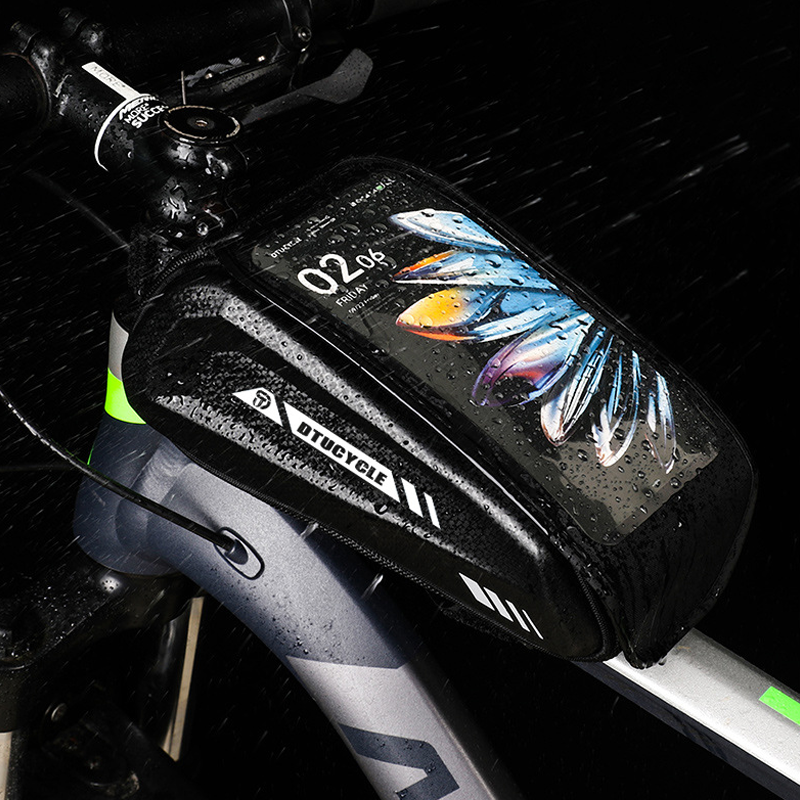 Water-Resistant Large Capacity Bicycle Top Tube Bag with Phone Pouch