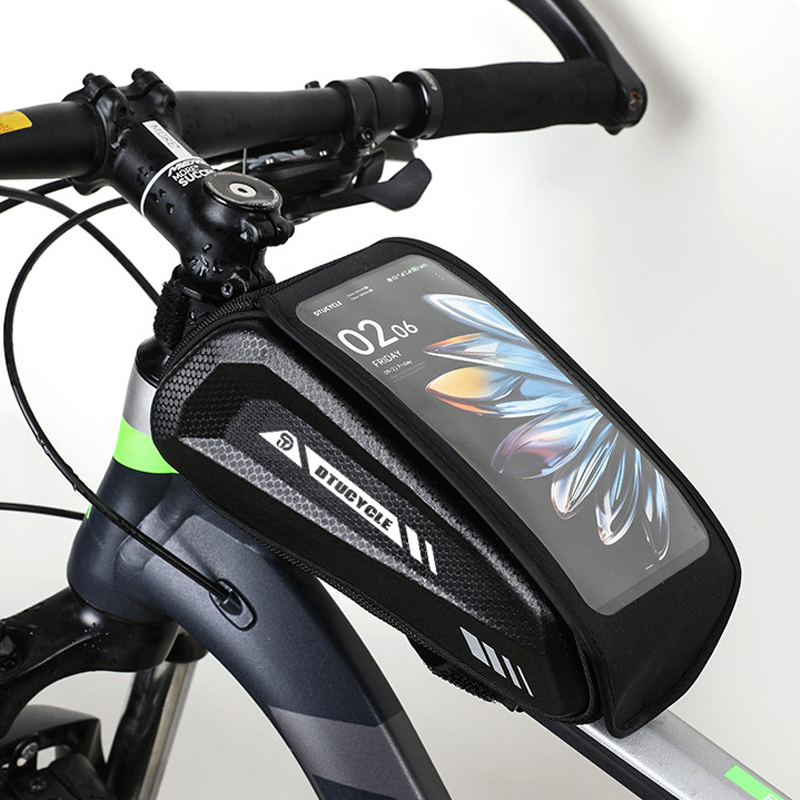 Water-Resistant Large Capacity Bicycle Top Tube Bag with Phone Pouch