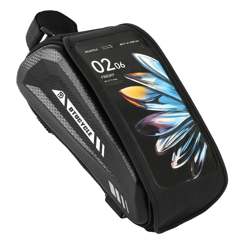Water-Resistant Large Capacity Bicycle Top Tube Bag with Phone Pouch