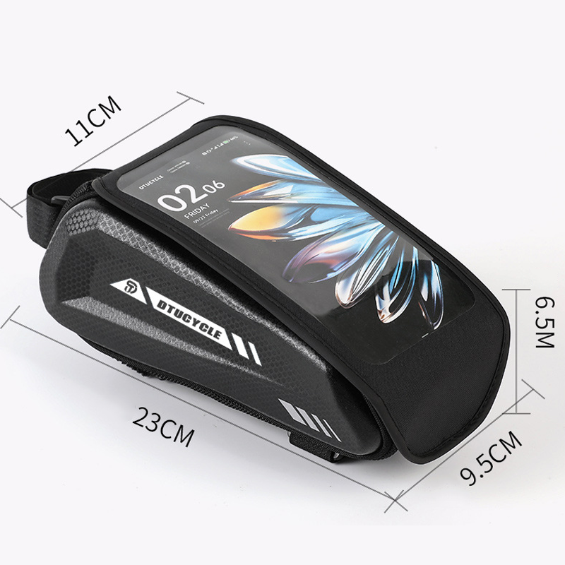 Water-Resistant Large Capacity Bicycle Top Tube Bag with Phone Pouch