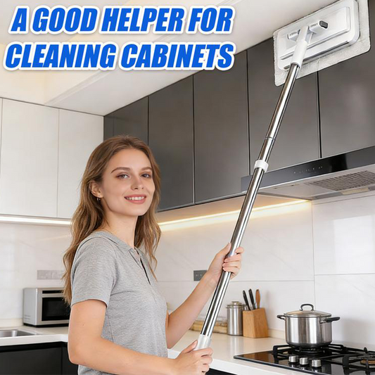 Hands-Free Flat Mop with Shark-Tooth Grip and Telescopic Pole