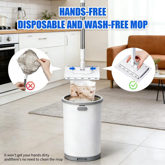 Hands-Free Flat Mop with Shark-Tooth Grip and Telescopic Pole