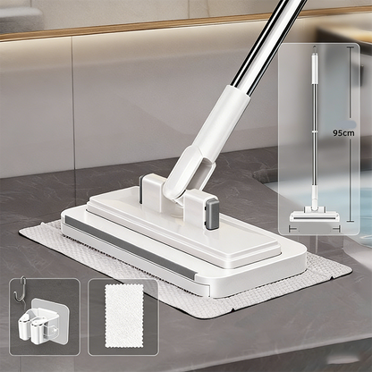 Hands-Free Flat Mop with Shark-Tooth Grip and Telescopic Pole