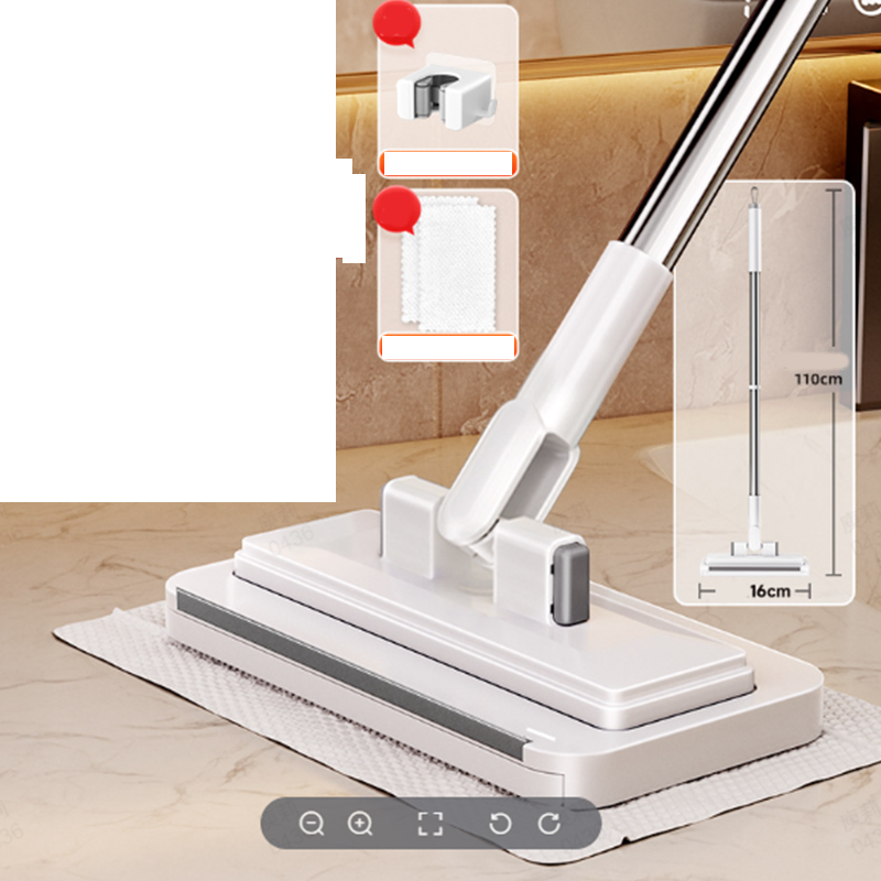 Hands-Free Flat Mop with Shark-Tooth Grip and Telescopic Pole