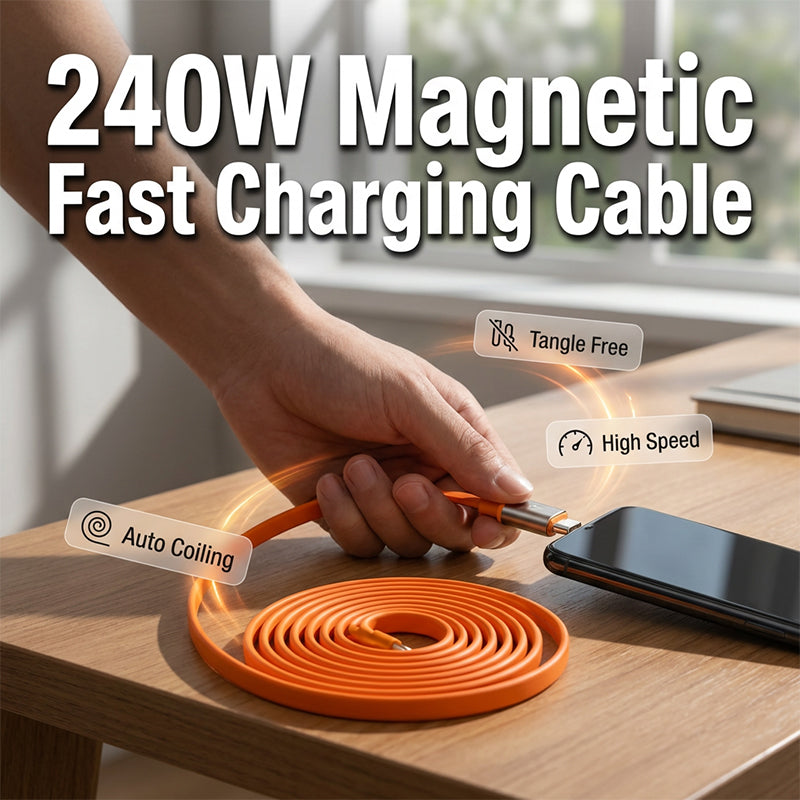 240W Magnetic Self-Winding Type-C Cable