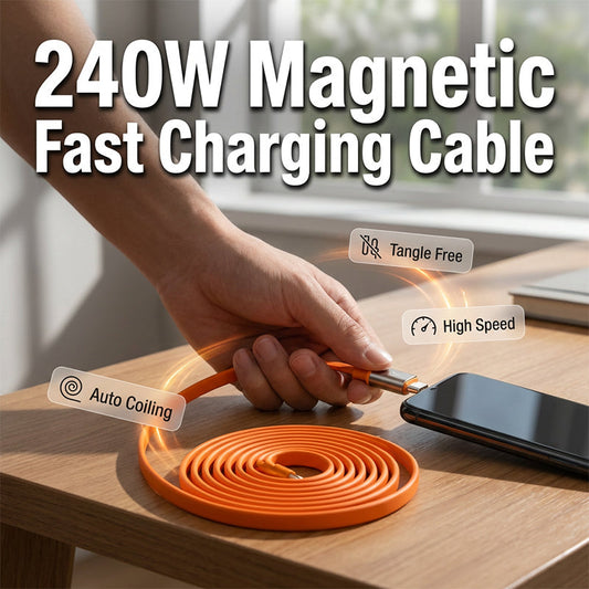 240W Magnetic Self-Winding Type-C Cable