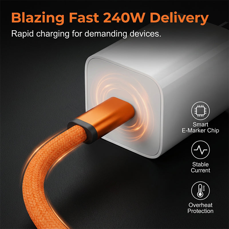 240W Magnetic Self-Winding Type-C Cable