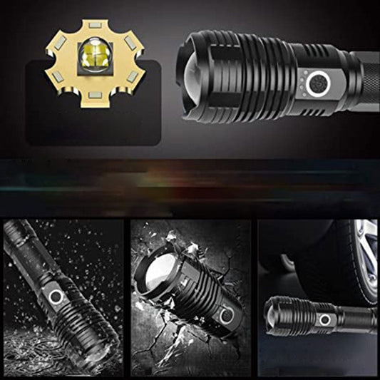 25W XHP70 Rechargeable Waterproof Zoom Flashlight