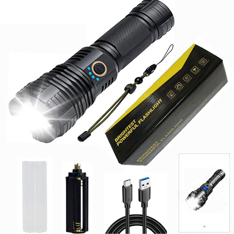 25W XHP70 Rechargeable Waterproof Zoom Flashlight
