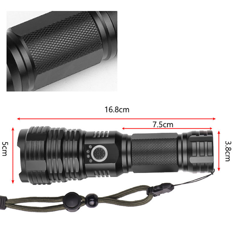 25W XHP70 Rechargeable Waterproof Zoom Flashlight