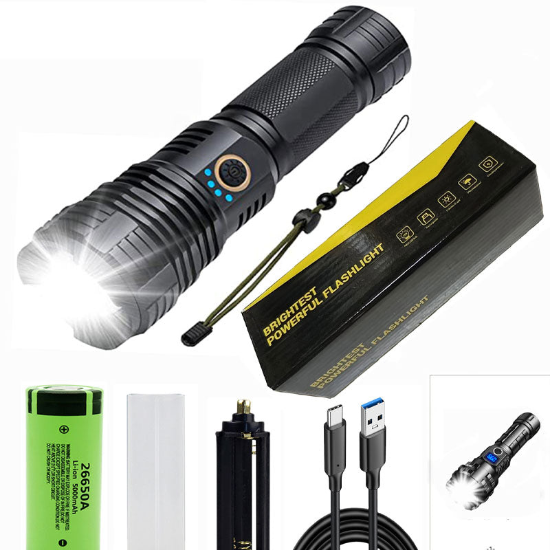 25W XHP70 Rechargeable Waterproof Zoom Flashlight