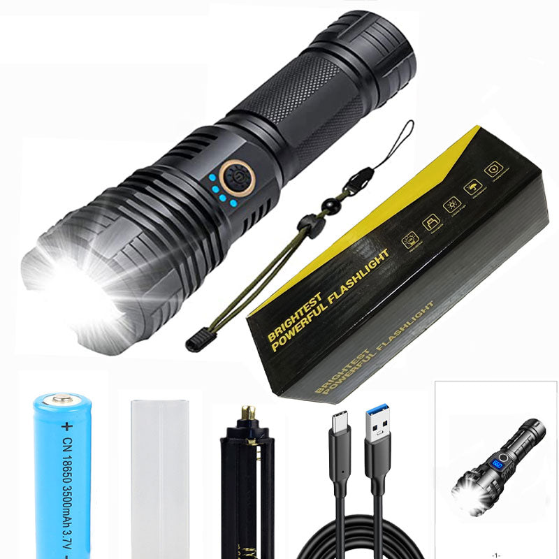 25W XHP70 Rechargeable Waterproof Zoom Flashlight