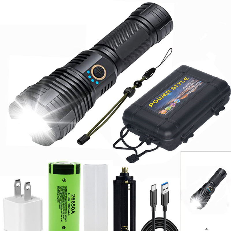 25W XHP70 Rechargeable Waterproof Zoom Flashlight