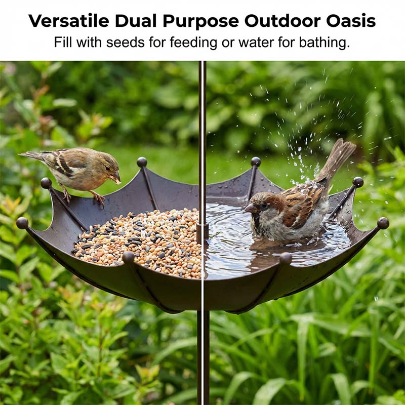 2-in-1 Umbrella Bird Feeder and Bath