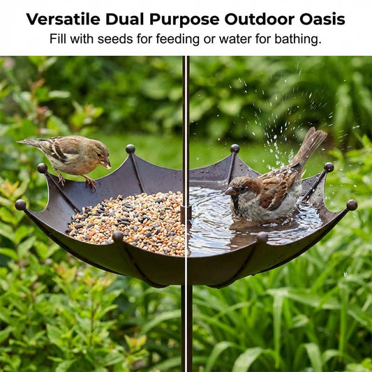 2-in-1 Umbrella Bird Feeder and Bath