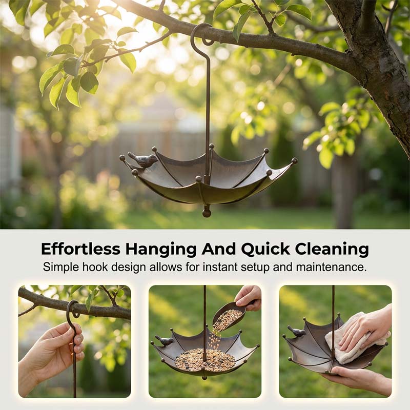 2-in-1 Umbrella Bird Feeder and Bath
