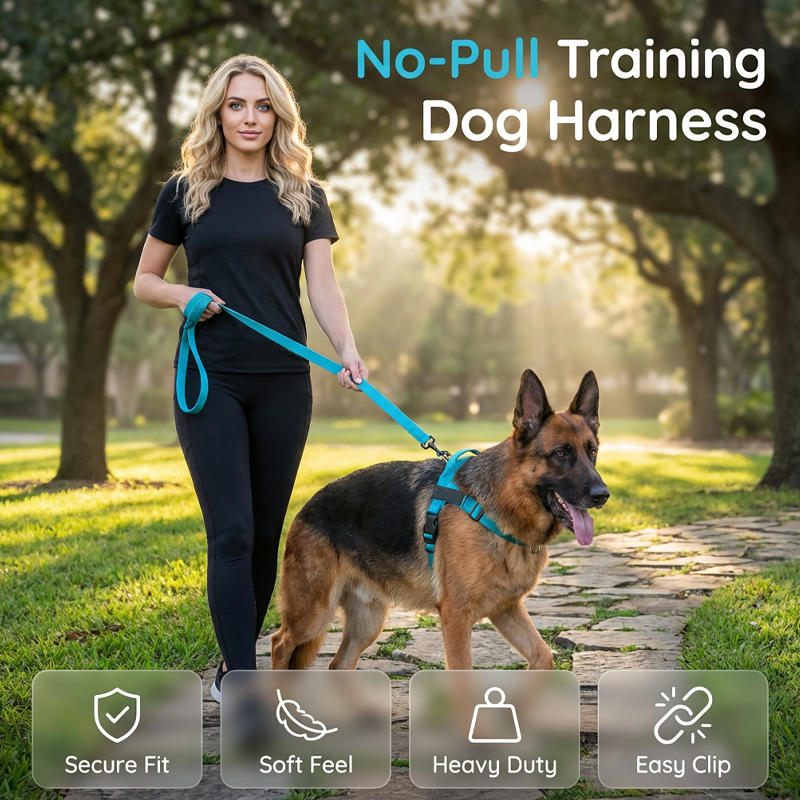 Easy On-Off Padded Dog Harness with No-Pull Design & Breathable Mesh