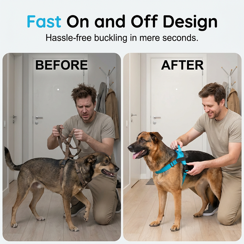 Easy On-Off Padded Dog Harness with No-Pull Design & Breathable Mesh