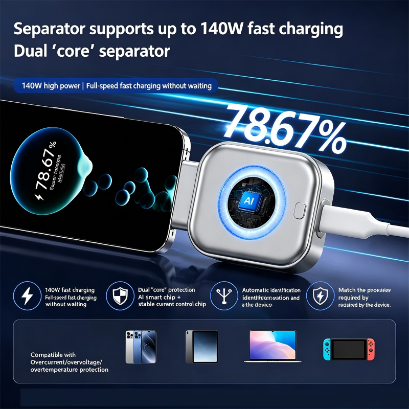 140W Auto Power-Off USB-C Fast Charging Adapter