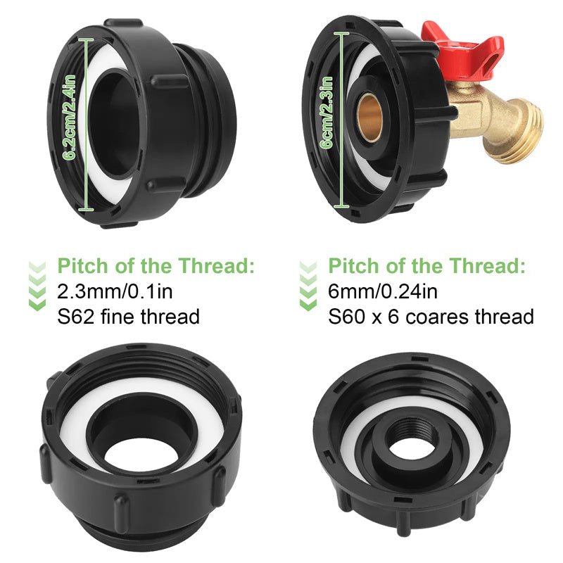 IBC Tote Tank Adapter with Brass Ball Valve