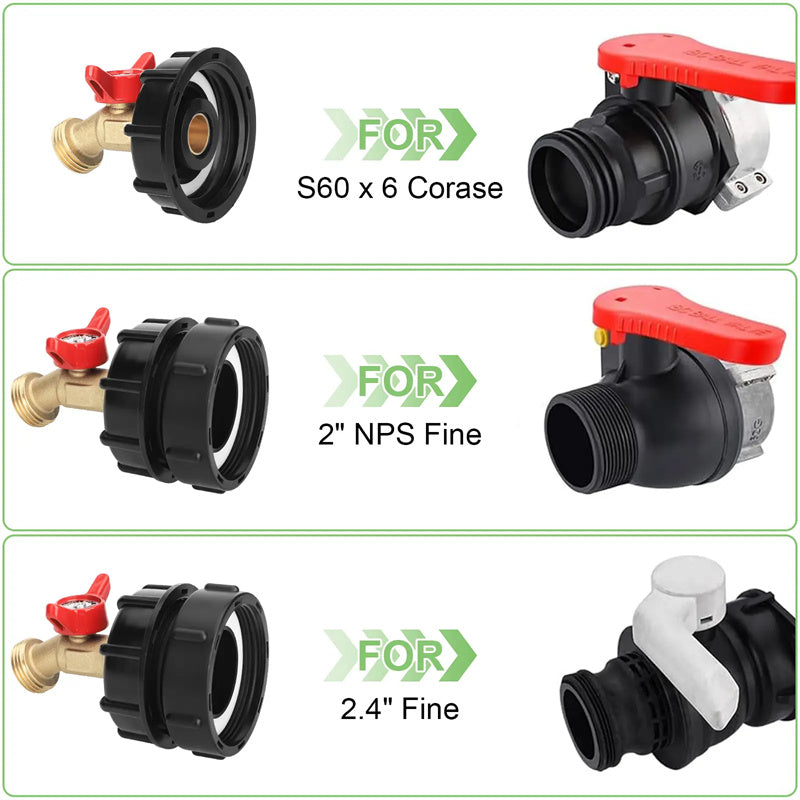 IBC Tote Tank Adapter with Brass Ball Valve