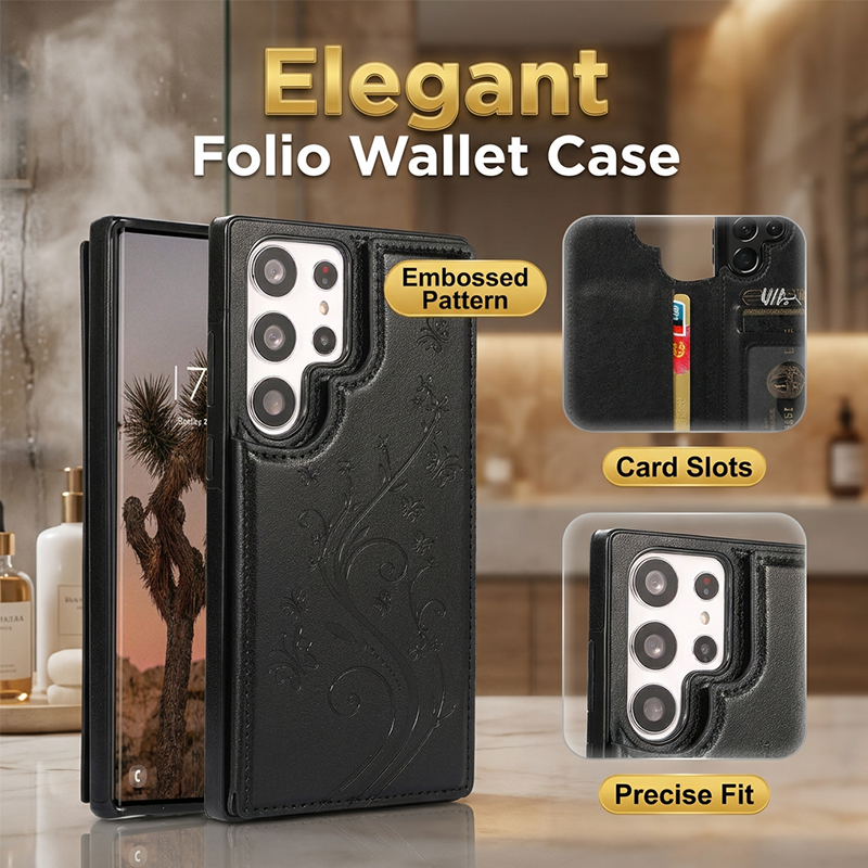 Folio Wallet Case with Card Holder and Stand
