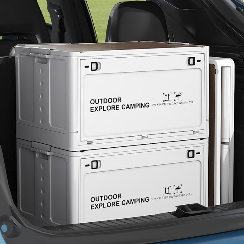 Collapsible Camping Storage Box with Wooden Lid