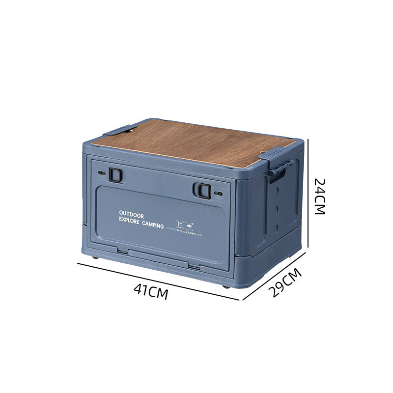 Collapsible Camping Storage Box with Wooden Lid