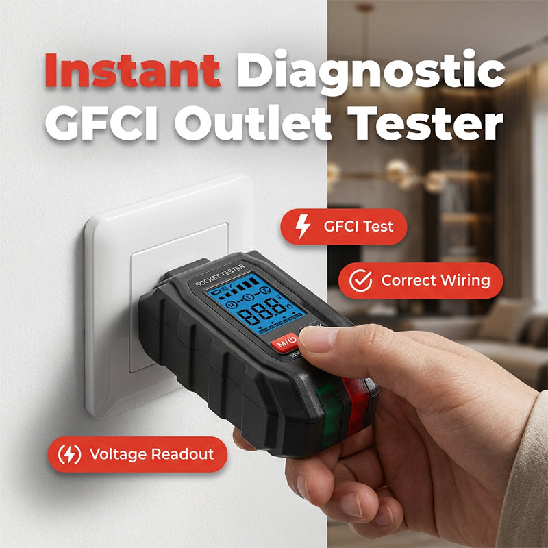 Multifunctional Digital GFCI Outlet Tester with Backlit LCD