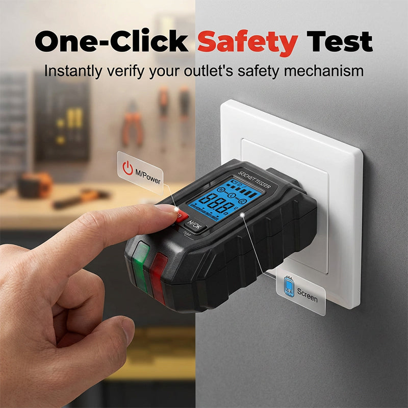 Multifunctional Digital GFCI Outlet Tester with Backlit LCD