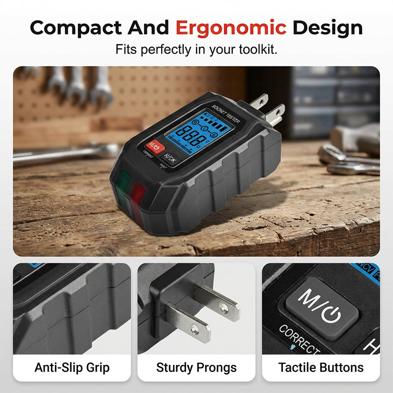 Multifunctional Digital GFCI Outlet Tester with Backlit LCD