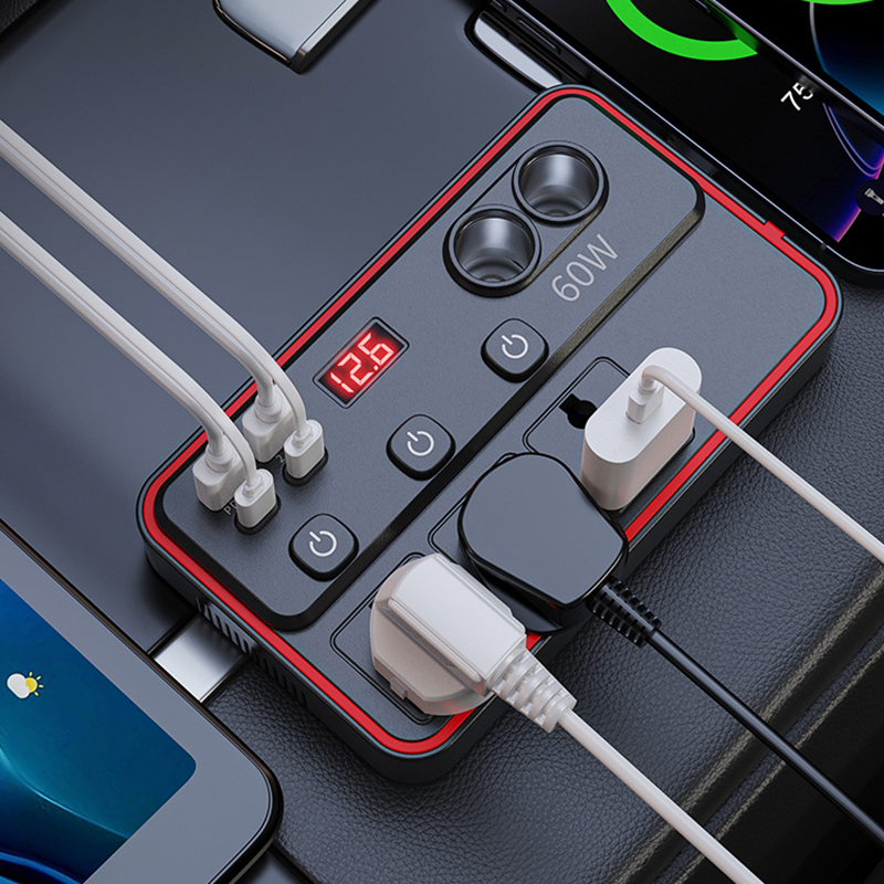 150W Multifunctional Car Charger with AC Outlets and USB