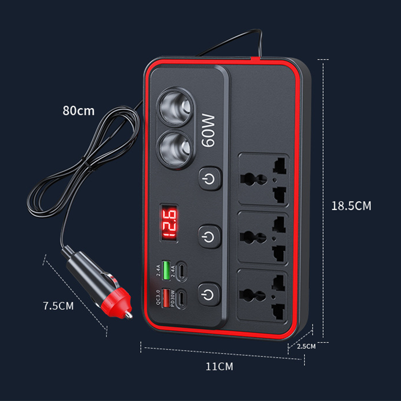 150W Multifunctional Car Charger with AC Outlets and USB