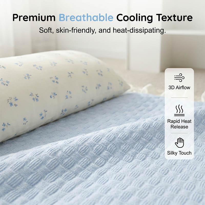 Pet Cooling Mat with Pillow & Breathable Fabric