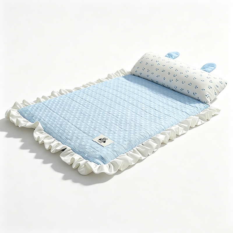 Pet Cooling Mat with Pillow & Breathable Fabric