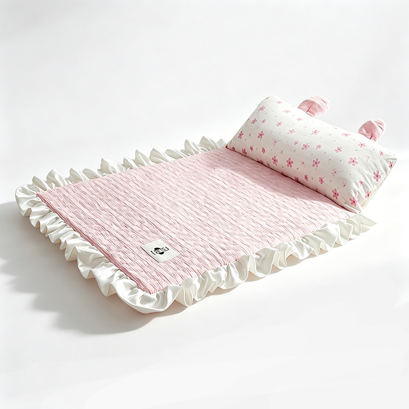Pet Cooling Mat with Pillow & Breathable Fabric