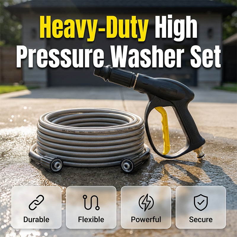 High-Pressure Washer Gun with Hose for Cars and Patios